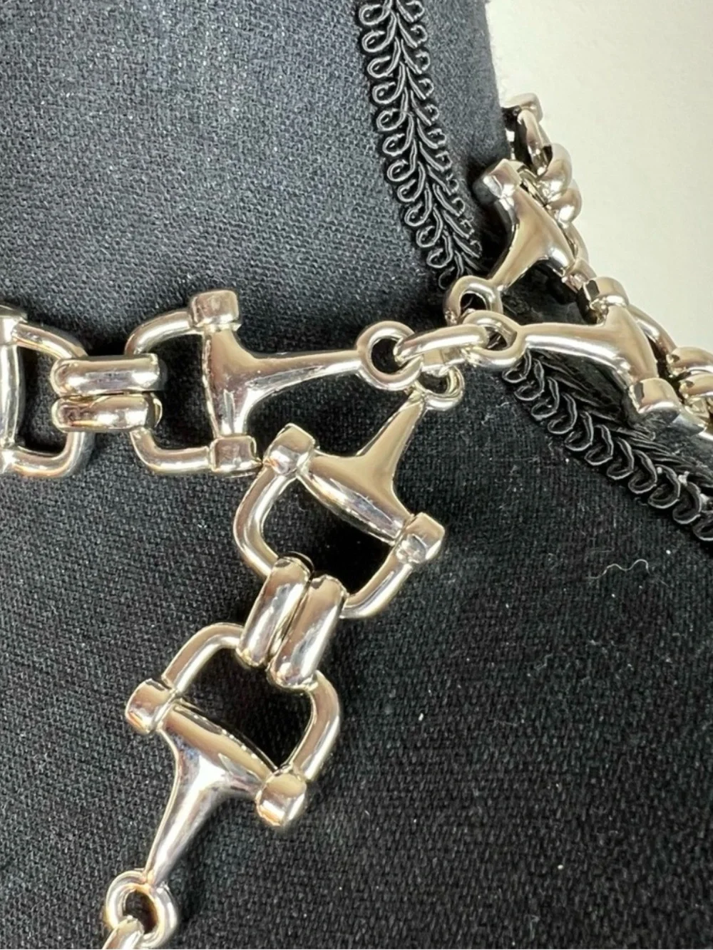 ESCADA Women’s Silver Tone Adjustable Equestrian Chain Link Horse Bit Belt